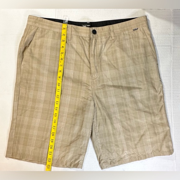 Hurley Tan Plaid Men’s Chino Short Beach Summer Surf Swimming Size 38 Preowned - Picture 3 of 7